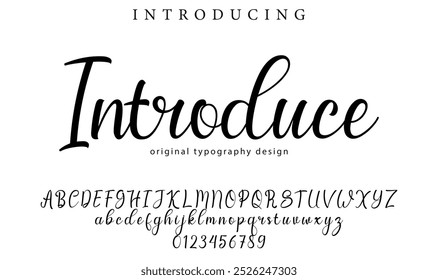 Introduce Font Stylish brush painted an uppercase vector letters, alphabet, typeface