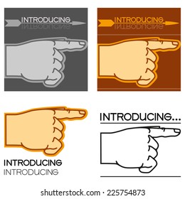 Introduce Hand finger pointing in a certain direction. Vector illustration.