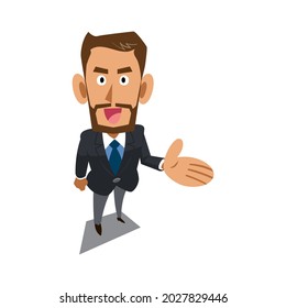 Introduced by a businessman with brown skin and beard