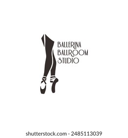 Introducing the 'Ballerina Ballroom Studio' logo, capturing the grace and elegance of dance. Perfect for branding, marketing, and merchandise for a premier dance studio and performing arts center.