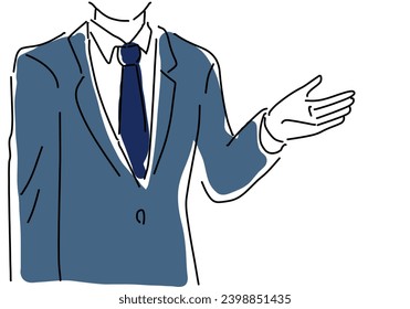 
Introducing business person hand 
 hand drawing illustration