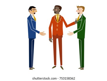 Introducing businessmen.Businessmen who greet each other.