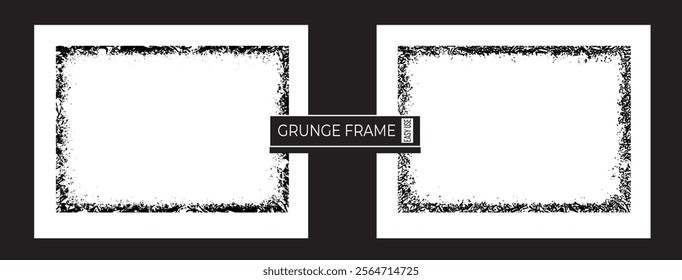 Introducing a captivating grunge frame set, adorned with overlay paint brush strokes and mesmerizing halftone effects