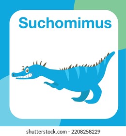Introducing kinds of dinosaurs to kids. Educational flashcard for kids. Vector illustration file. Cute dinosaurs. Kawaii dinosaurs flashcard. printable flashcard