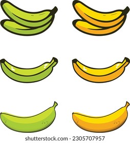 Introducing our captivating "Set of 6 Colorful Banana Vector Illustrations." Bursting with vibrant hues and intricate details, this collection brings a delightful twist to the iconic banana.