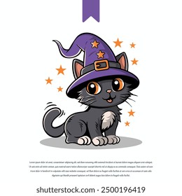 Introducing our Cat Wearing a Witch's Hat Cartoon Mascot Logo! Perfect for Halloween events and pet stores, this magical mascot adds charm and whimsy, attracting cat lovers and festive customers.