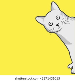 Introducing our charming "Surprised Cute Cat" vector illustration, the purrfect addition to your design projects! This adorable feline is sure to capture hearts with its wide-eyed wonder expression