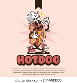 Presentamos nuestro Hotdog Antiguas Cartoon Mascot Logo! Ideal para cenas de temática retro y food trucks, esta mascota juguetona añade encanto nostálgico, atractivo para familias y amantes de la comida callejera por igual.