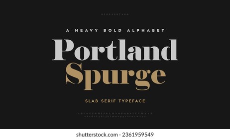 Presentando Portland Spurge: Una elegante tipografía para diseños eternos. Eleva tus títulos con la rica elegancia dorada. Alfabeto vectorial elegante.