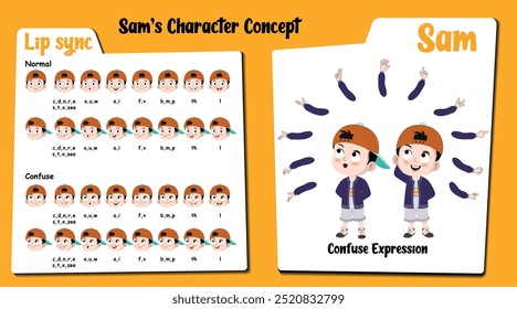 Introducing Sam, the confused cartoon character in a cap! This delightful collection showcases his bewildered expressions and playful lip syncs, perfect for adding a touch of humor.