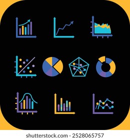 Apresentando o melhor gráfico e ícone gráfico empacotar uma coleção abrangente de ícones vetoriais de alta qualidade projetados para visualização de dados, infográficos e apresentações de negócios.