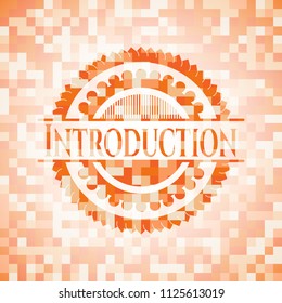 Introduction abstract orange mosaic emblem with background