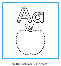 Introduction to the alphabet with examples. A is for apple. Suitable for children's practice and great for toddlers' flash cards