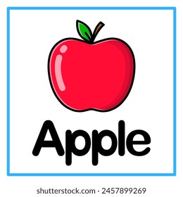 Introduction to the alphabet with examples. A is for apple. Suitable for children's practice and great for toddlers' flash cards