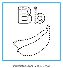 Introduction to the alphabet with examples. B is for banana. Suitable for children's practice and great for toddlers' flash cards