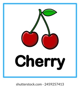 Introduction to the alphabet with examples. C is for cherry. Suitable for children's practice and great for toddlers' flash cards
