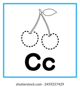 Introduction to the alphabet with examples. C is for cherry. Suitable for children's practice and great for toddlers' flash cards