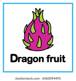 Introduction to the alphabet with examples. D is for dragon fruit. Suitable for children's practice and great for toddlers' flash cards