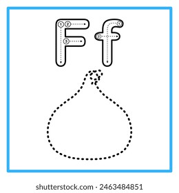 Introduction to the alphabet with examples. F is for fig fruit. Suitable for children's practice and great for toddlers' flash cards