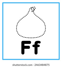 Introduction to the alphabet with examples. F is for fig fruit. Suitable for children's practice and great for toddlers' flash cards