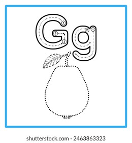Introduction to the alphabet with examples. G is for guava. Suitable for children's practice and great for toddlers' flash cards