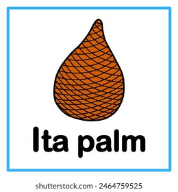 Introduction to the alphabet with examples. I is for ita palm. Suitable for children's practice and great for toddlers' flash cards