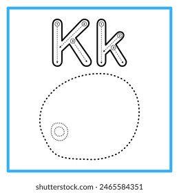Introduction to the alphabet with examples. K is for kiwi. Suitable for children's practice and great for toddlers' flash cards