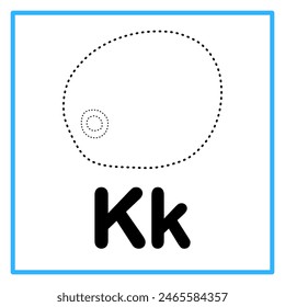 Introduction to the alphabet with examples. K is for kiwi. Suitable for children's practice and great for toddlers' flash cards