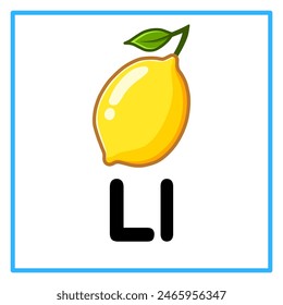 Introduction to the alphabet with examples. L is for lemon. Suitable for children's practice and great for toddlers' flash cards