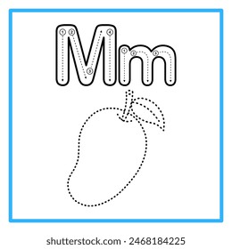 Introduction to the alphabet with examples. M is for mango. Suitable for children's practice and great for toddlers' flash cards