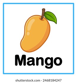 Introduction to the alphabet with examples. M is for mango. Suitable for children's practice and great for toddlers' flash cards