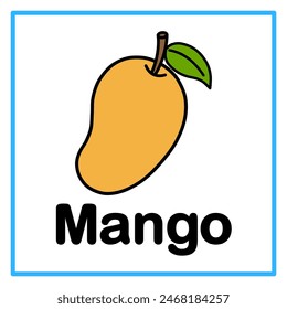 Introduction to the alphabet with examples. M is for mango. Suitable for children's practice and great for toddlers' flash cards