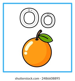 Introduction to the alphabet with examples. O is for orange. Suitable for children's practice and great for toddlers' flash cards