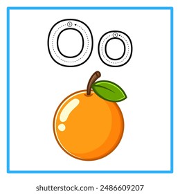 Introduction to the alphabet with examples. O is for orange. Suitable for children's practice and great for toddlers' flash cards