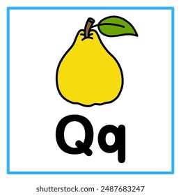 Introduction to the alphabet with examples. Q is for quince. Suitable for children's practice and great for toddlers' flash cards