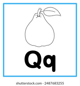 Introduction to the alphabet with examples. Q is for quince. Suitable for children's practice and great for toddlers' flash cards