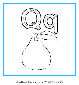 Introduction to the alphabet with examples. Q is for quince. Suitable for children's practice and great for toddlers' flash cards