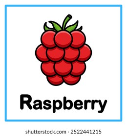 Introduction to the alphabet with examples. R is for raspberry. Suitable for children's practice and great for toddlers' flash cards