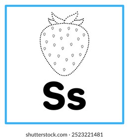 Introduction to the alphabet with examples. S is for strawberry. Suitable for children's practice and great for toddlers' flash cards