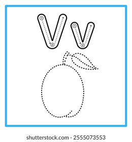 Introduction to the alphabet with examples. V is for victoria plum. Suitable for children's practice and great for toddlers' flash cards