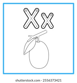 Introduction to the alphabet with examples. X is for ximenia. Suitable for children's practice and great for toddlers' flash cards