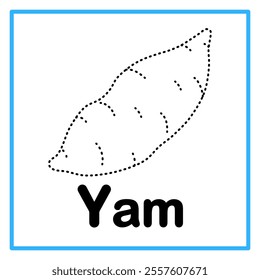 Introduction to the alphabet with examples. Y is for yam. Suitable for children's practice and great for toddlers' flash cards