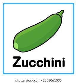 Introduction to the alphabet with examples. Z is for zucchini. Suitable for children's practice and great for toddlers' flash cards