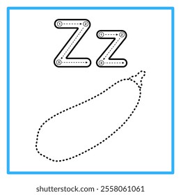 Introduction to the alphabet with examples. Z is for zucchini. Suitable for children's practice and great for toddlers' flash cards