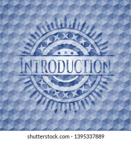 Introduction blue polygonal badge. Vector Illustration. Detailed.
