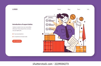 Introduction of export duties. Government actions for financial stabilization due to economic crisis. Money loss and economic activity decline government actions. Flat vector illustration