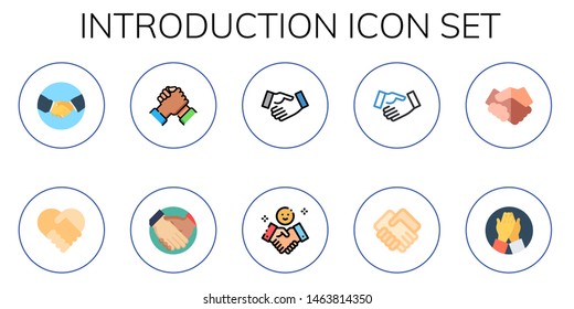 Introduction Icon Set. 10 Flat Introduction Icons.  Collection Of - Handshake