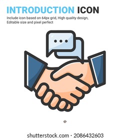 Introduction icon vector with outline color style isolated on white background. Vector illustration interaction sign symbol icon concept for business, finance, industry, company, apps, web and project