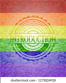 Introduction on mosaic background with the colors of the LGBT flag
