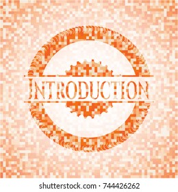 Introduction orange mosaic emblem with background